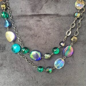 Boho Glam Mermaidcore Iridescent Multi-Color Extra Long Necklace